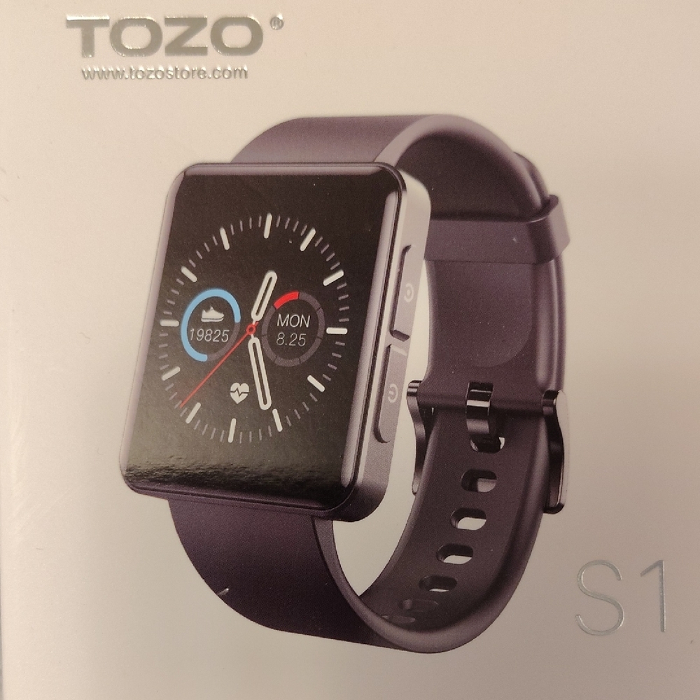 Black Smartwatch with Square Face and Full-Color Display